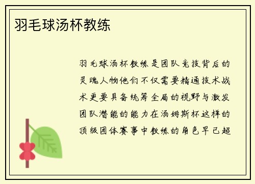 羽毛球汤杯教练